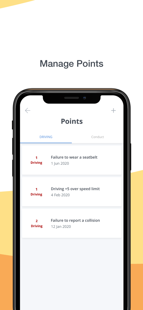 AIRDAT VISA app screen displaying driving penalty points and infractions for airport staff