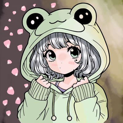 a cute teenage girl wearing a frog hoodie