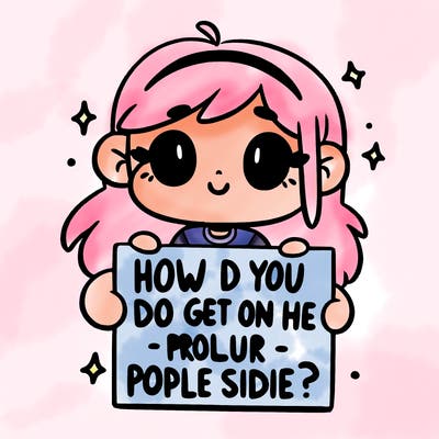 a girl holding up a sign that says how do you get on the popular side?