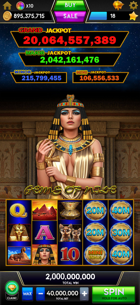 Citizen Jackpot Slots Casino - Machine à sous Gems of Nile sur le thème égyptien avec d'énormes jackpots progressifs