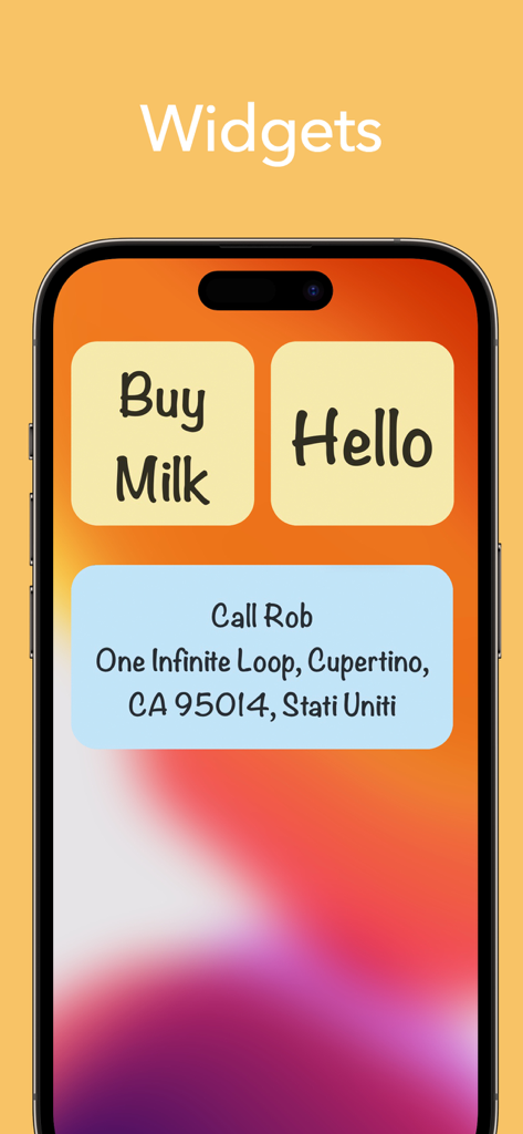 Sticky Note - iPhone home screen displaying colorful sticky note widgets for quick reminders and memos