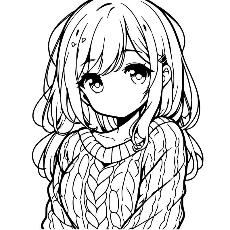 an anime girl with sweater
