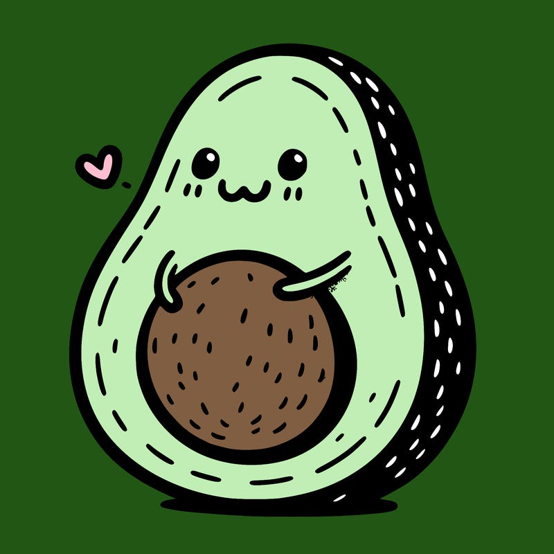 an avocado hugging an avocado