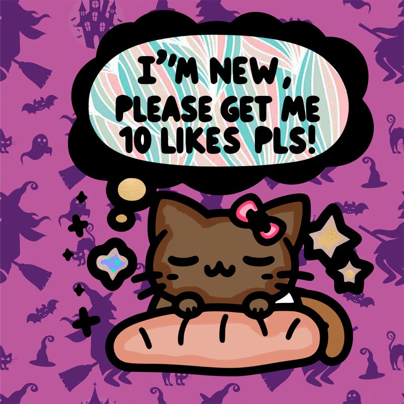 kitty taking a nap dream talking and saying "i'm new, please get me at least 10 likes pls!!"