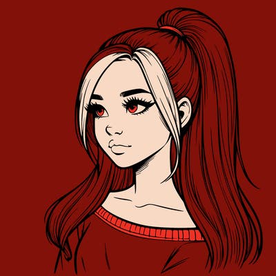 realistic girl with a high ponytail