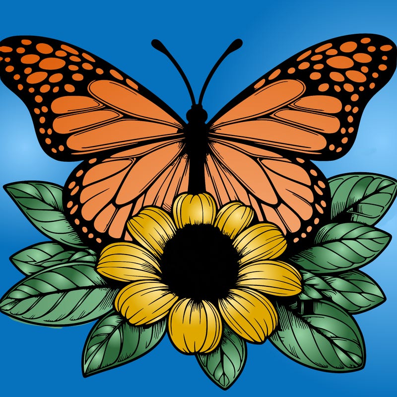 realistic flower butterfly