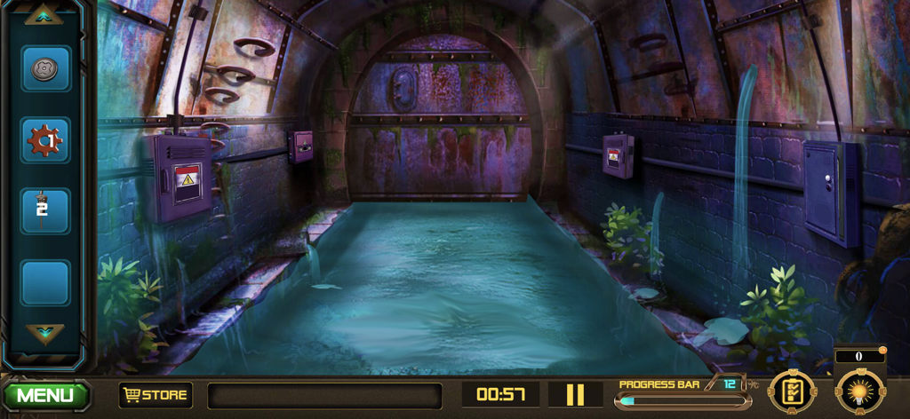 Escape Mystery - Alien Impact - A flooded industrial tunnel level in the point and click escape game Alien Impact