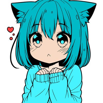 shy anime catgirl