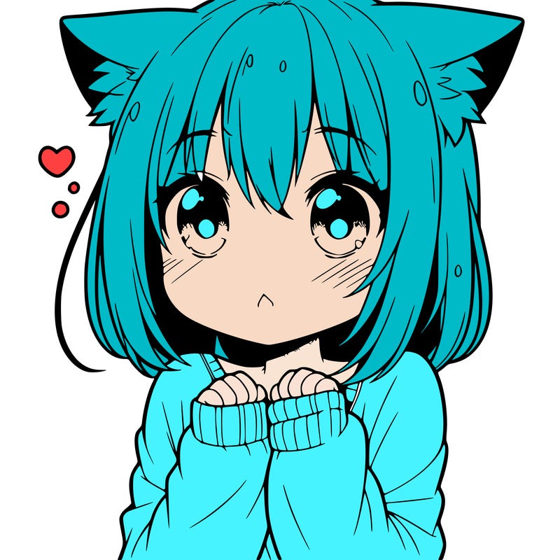 shy anime catgirl