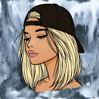 realistic  girl with a backwards hat