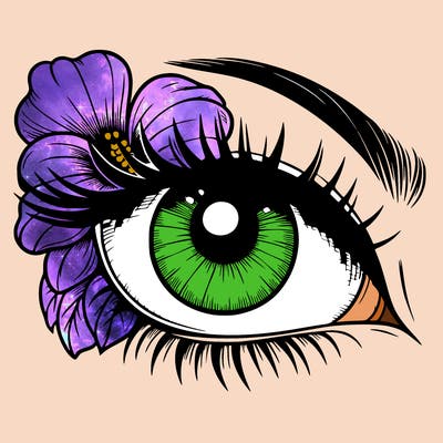 realistic eye with flower