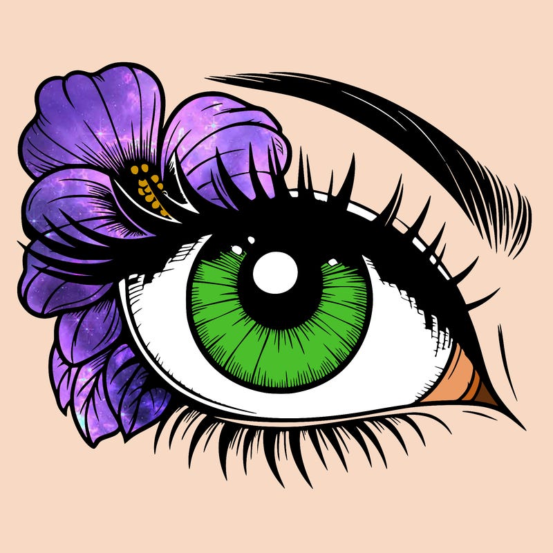 realistic eye with flower