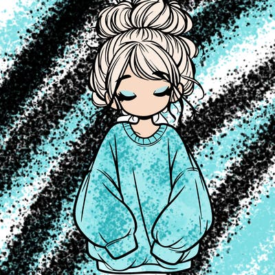 girl with baggy sweatshirt and messy bun