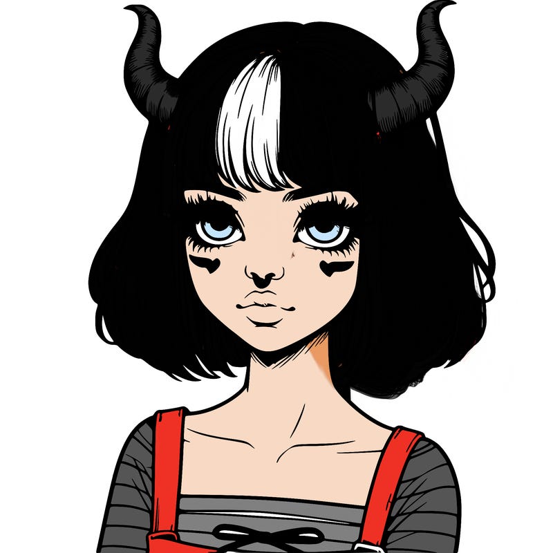 realistic girl with horns
