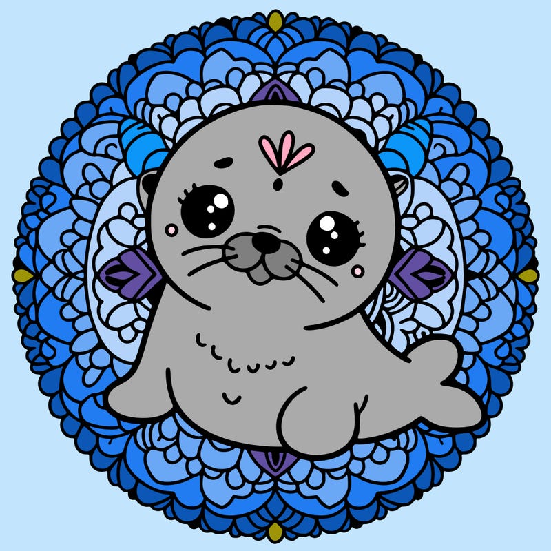a cute baby seal mandala