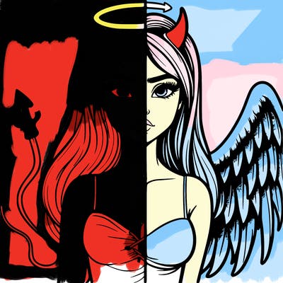 devil vs angel realistic girl