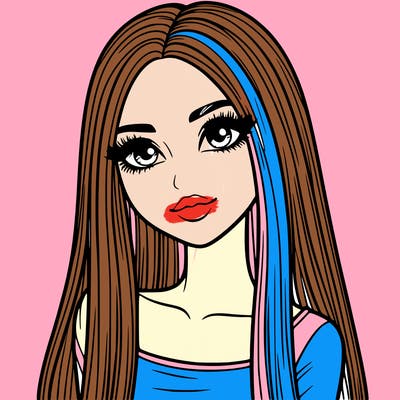 realistic girl with straight and long hair