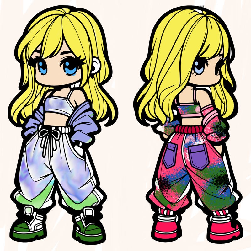 girl in crop top and baggy pants