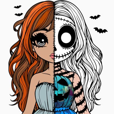 realistic girl halloween split