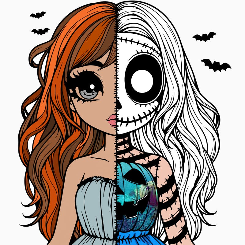 realistic girl halloween split