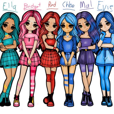 a group of girls realistic