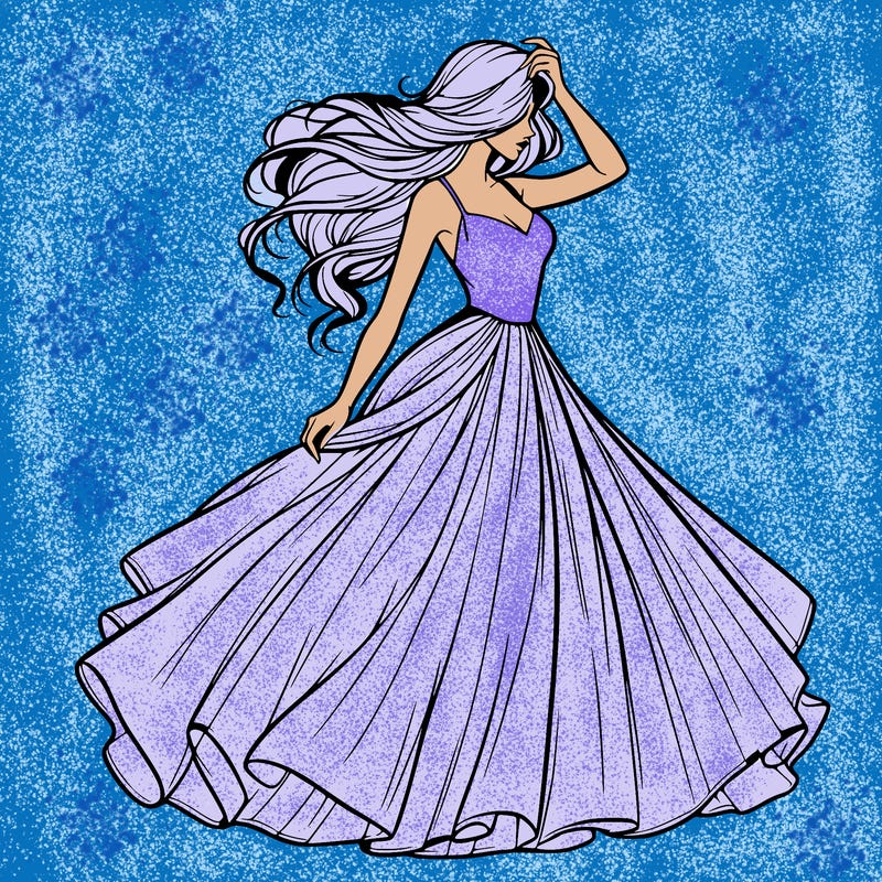 realistic woman with dress flowing in the wind