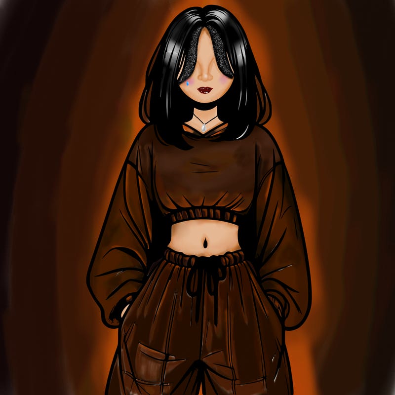 realistic girl faceless with baggy pants and a crop top