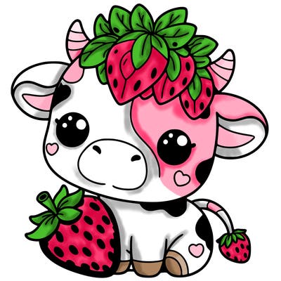 cute strawberry cow