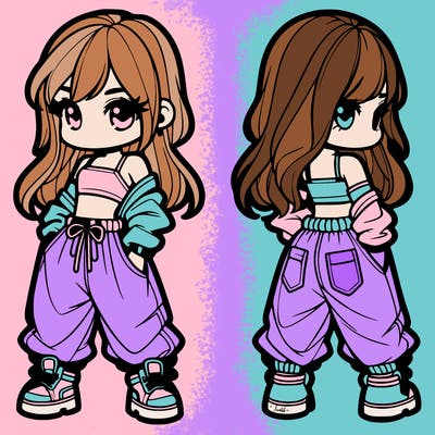 girl in crop top and baggy pants