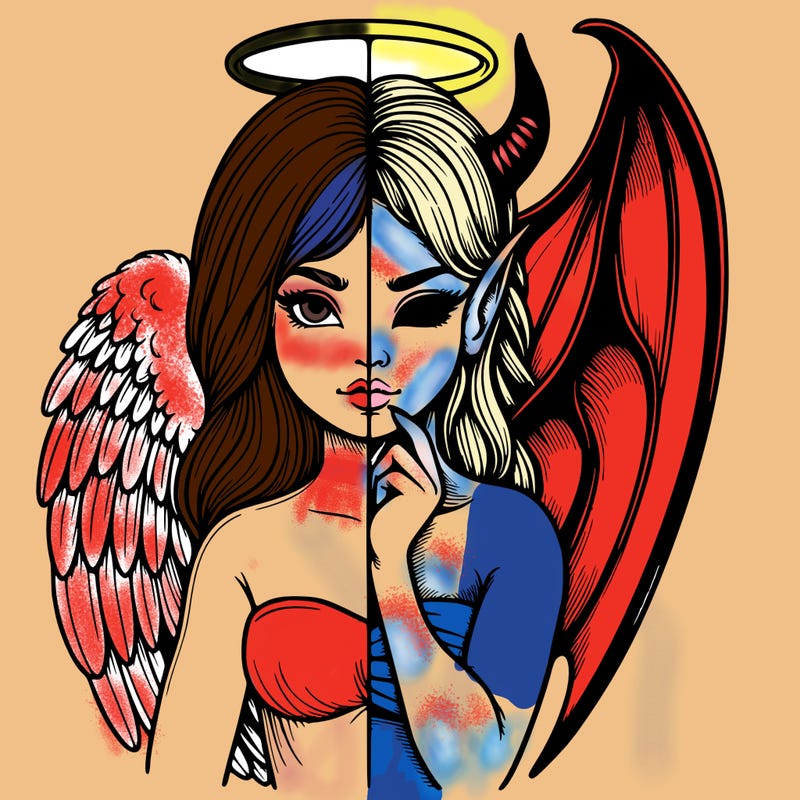 realistic angel half demon