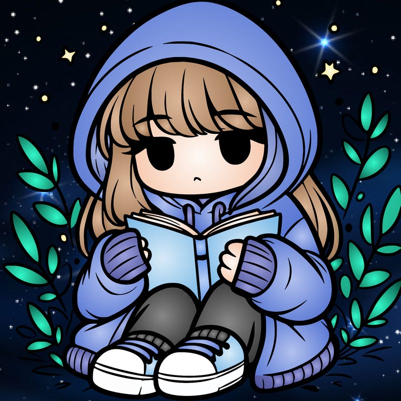 girl in oversized hoodie reading a book