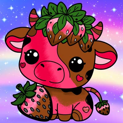 cute strawberry cow