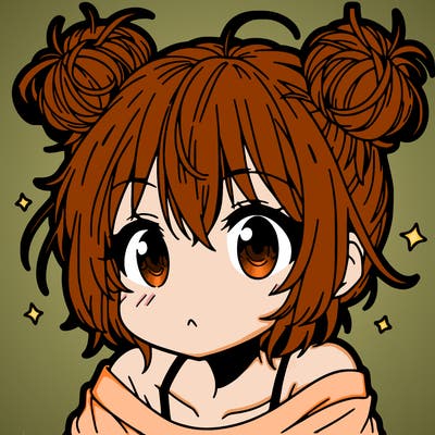 a manga girl with messy small buns