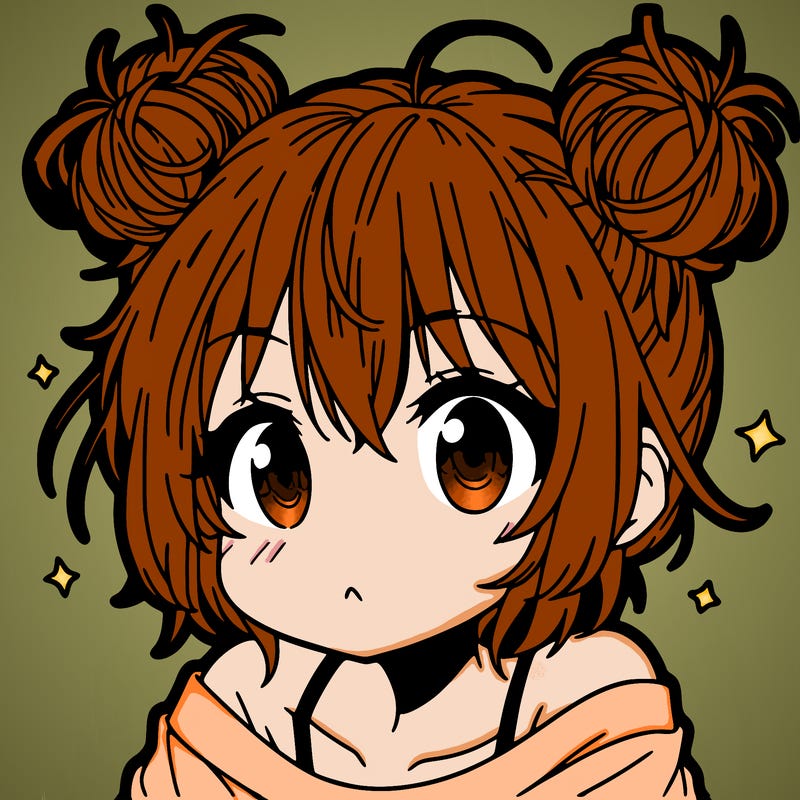 a manga girl with messy small buns