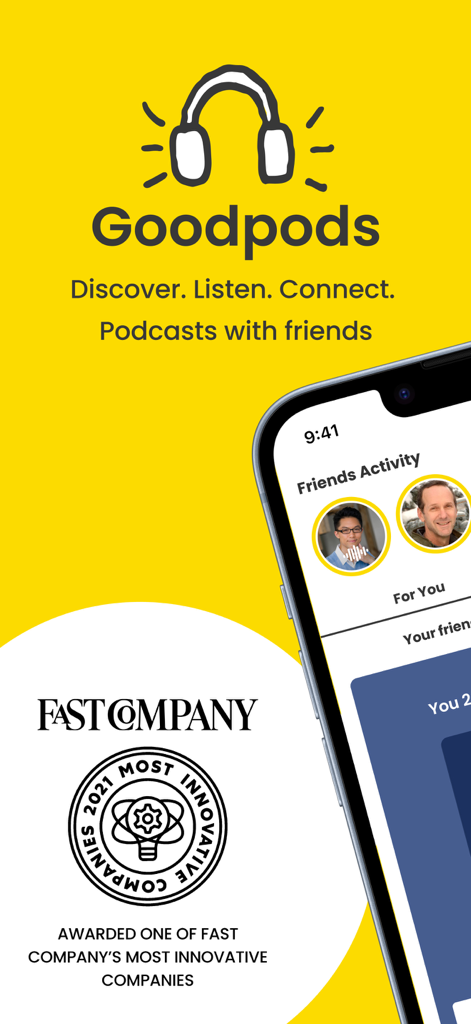 Goodpods: Podcast Player - Goodpods social podcast app featuring friends activity and innovation award