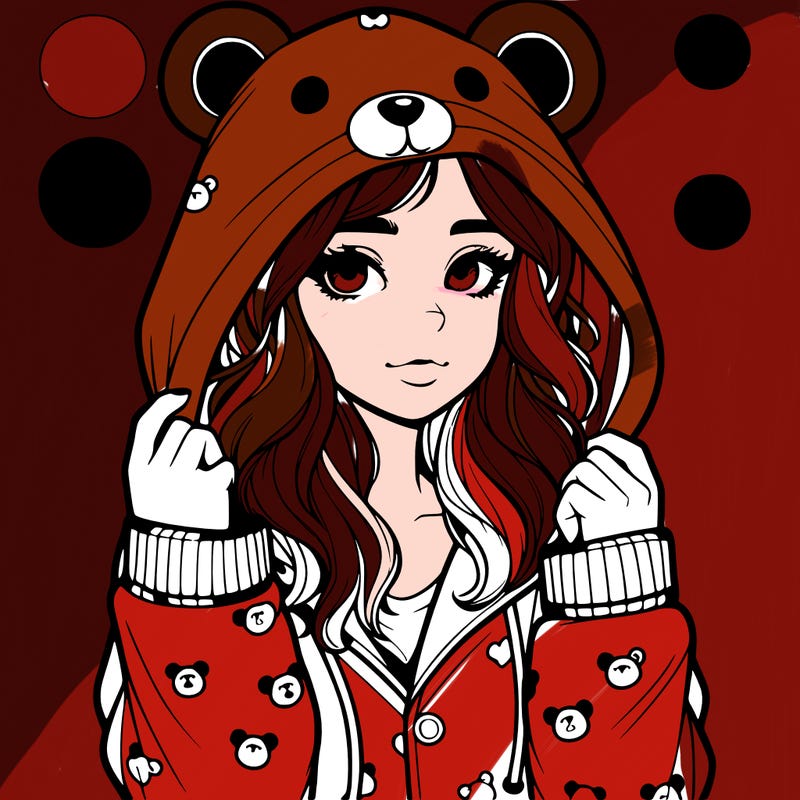 realistic girl in a animal pjs hoodie