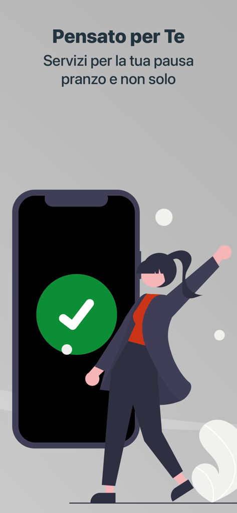 MyDSU - Graphic illustration of a student walking past a smartphone displaying a successful meal confirmation checkmark for MyDSU catering services.