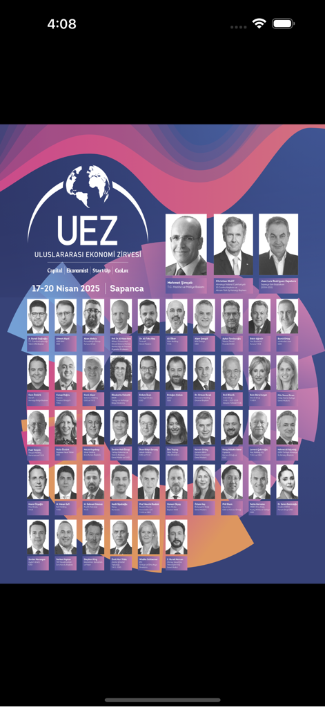 Ekonomist - Poster for the International Economy Summit UEZ 2025 in Sapanca featuring portraits of economic and political leaders
