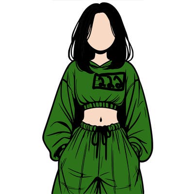 realistic girl faceless with baggy pants and a crop top