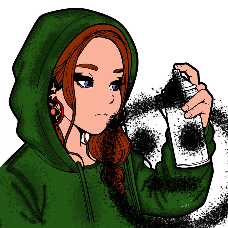 a realistic girl, spray painting