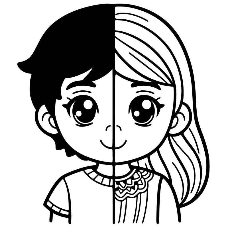 half and half one side boy one side girl