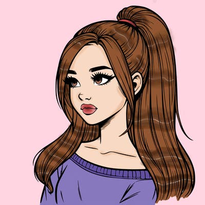 realistic girl with a high ponytail