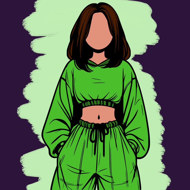 realistic girl faceless with baggy pants and a crop top