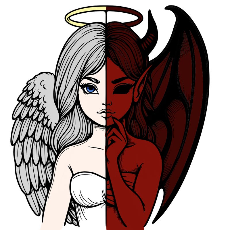 realistic angel half demon