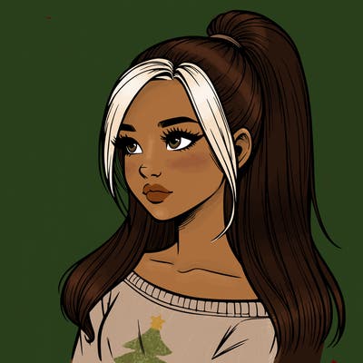 realistic girl with a high ponytail