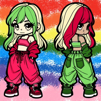 girl in crop top and baggy pants