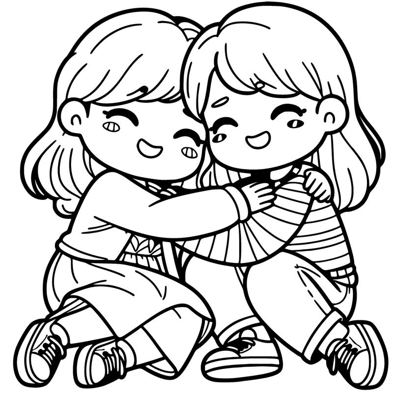 two friends hugging each other