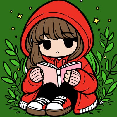 girl in oversized hoodie reading a book