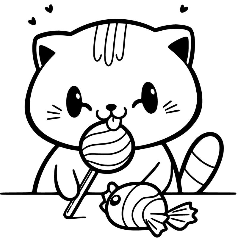 a cat eating candy