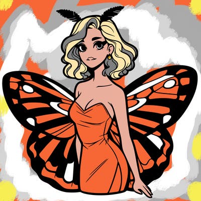 woman with moth wings